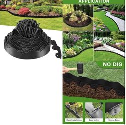 Landscape Garden Flexible Edging Border with Stake for Flower Plant Lawn Pathway Size L50ft, W2.8" New Condition