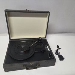Record Player Vintage Theme 3-Speed Bluetooth Vinyl  Suitcase Player