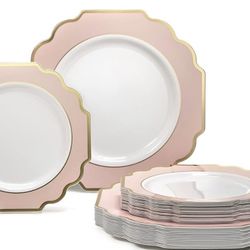 " OCCASIONS " 50 Plates Pack (25 Guests)-Heavyweight Wedding Party Disposable Plastic Plate Set -(25x10.5'' Dinner + 25x8'' Salad/Dessert)