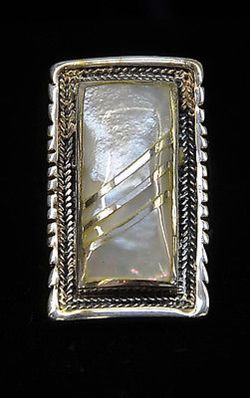 Elegant Mother-of-Pearl Sterling Ring Size 5 3/4