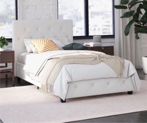 Upholstered Platform Bed, Twin, White
