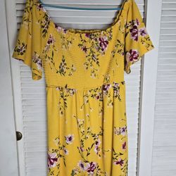 Xhilaration Women's Sleeveless Sundress Floral Summer Yellow Flowers Size XL