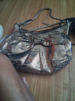 Elliot Lucca mettalic bronze snake embossed hobo shoulder bag
