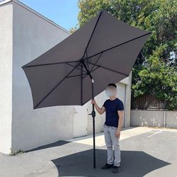 (NEW) $40 Outdoor 10ft Patio Umbrella with Tilt and Crank, Garden Market (Base not included)