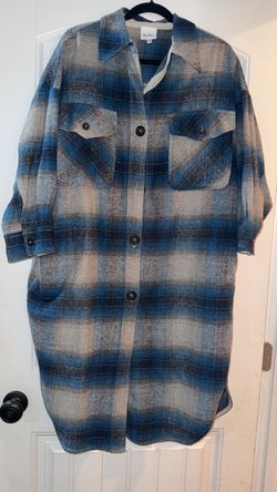 Plaid Flannel Shacket Long Button-Down