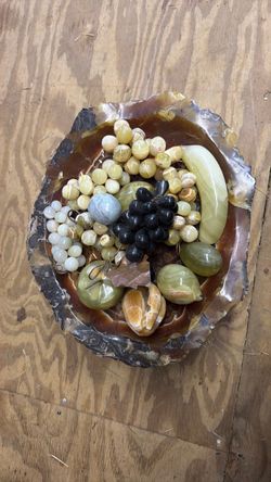 Stone Marble Fruit Set in Onyx Bowl