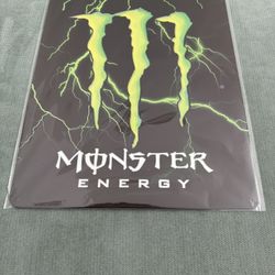 Monster Energy Drink Green Lightning 12”x18” Metal Tin Sign Home Decor