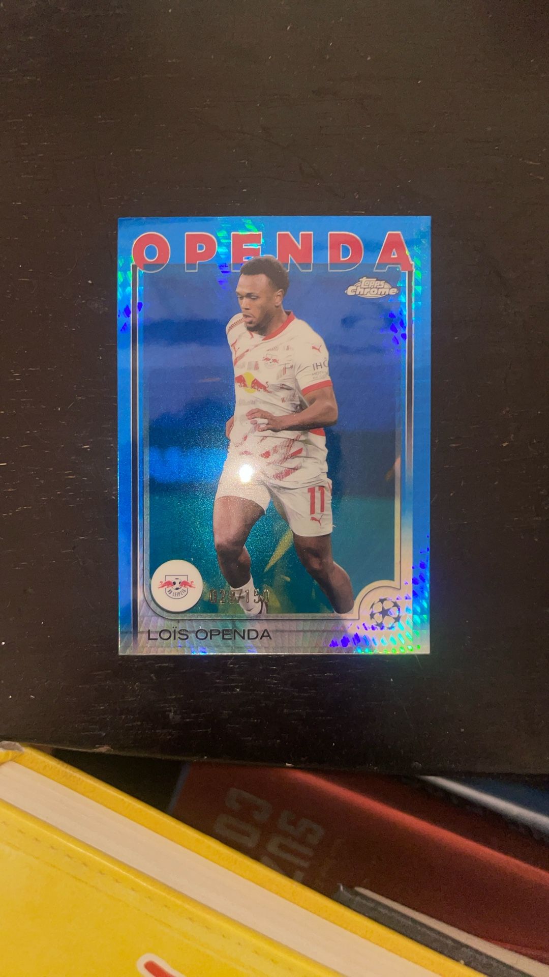 Loïs Openda Topps Chrome Blue Parallel card 029/150