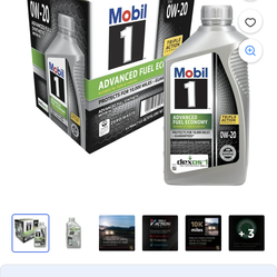 Mobil 1 Advanced Fuel Economy Full Synthetic Motor Oil 0W-20, 1 Quart (Pack of 6)