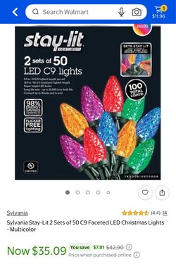 Sylvania Stay-Lit Platinum C9 LED Christmas Lights Multicolor