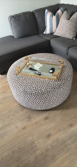 Ottoman, Couch, and Pillows