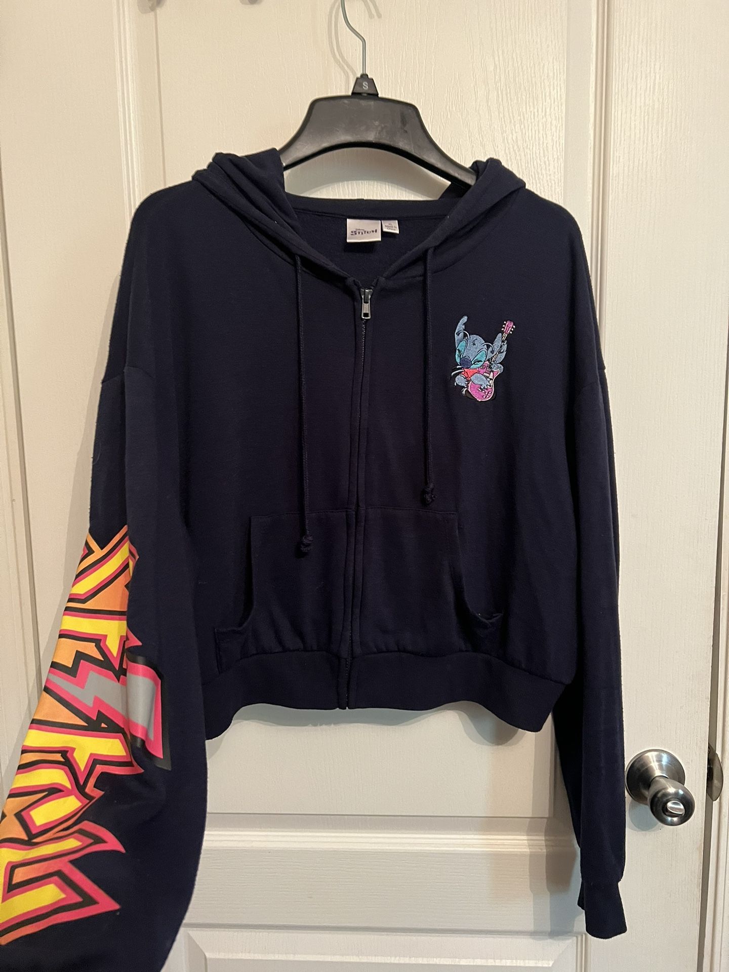 Gently Used Stitch Jacket - Womens Navy Blue Stitch Embroidery Zip Up Hoodie 💙 (stitch Hoodie/stitch Jacket/ Disney Stitch )