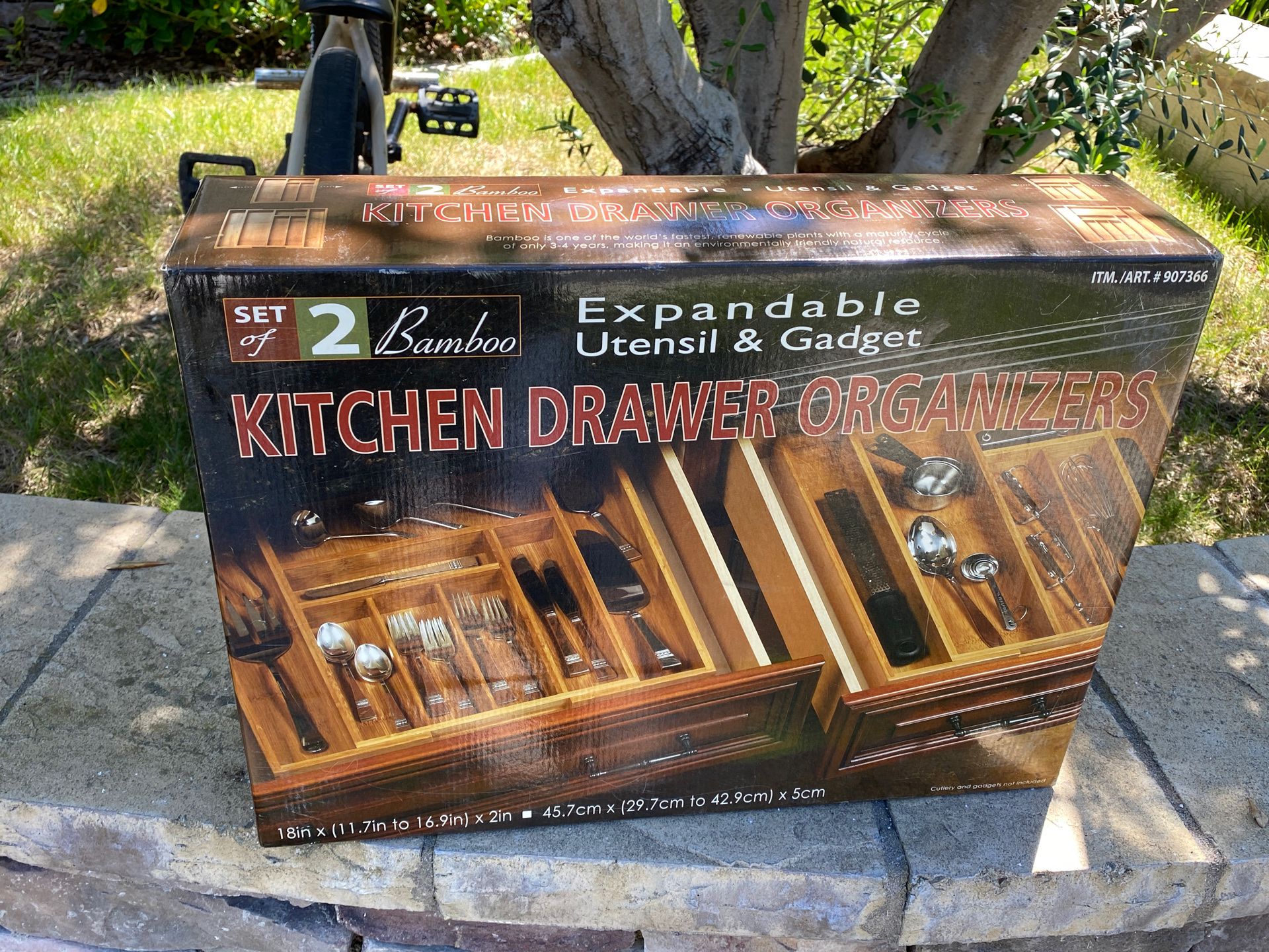 Bamboo Set of Two Expandable Kitchen Drawer Organizer!