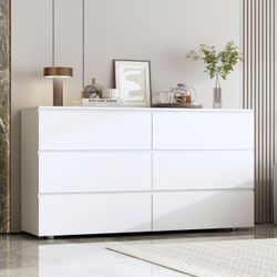 Chest of Drawers Dresser No Handles, 6 Drawer Dresser with Wide Storage, white (BOX) $150 