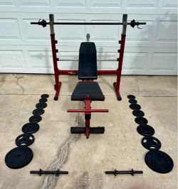 Standard Weights, 5-ft Bar, Adjustable Bench, Dumbbell Bars