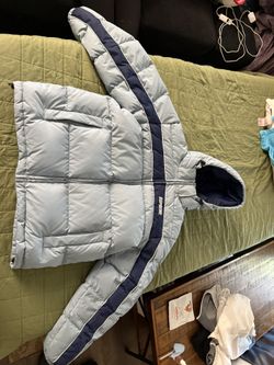 Supreme Stripe Panel Down Light Blue Puffer Jacket