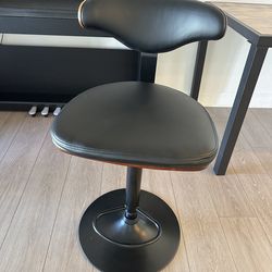 Set of 4 Adjustable Bar Stools Swivel Counter Chairs Black PU Leather