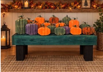 Rustic Wooden Pumpkin Fall Decorations Set
