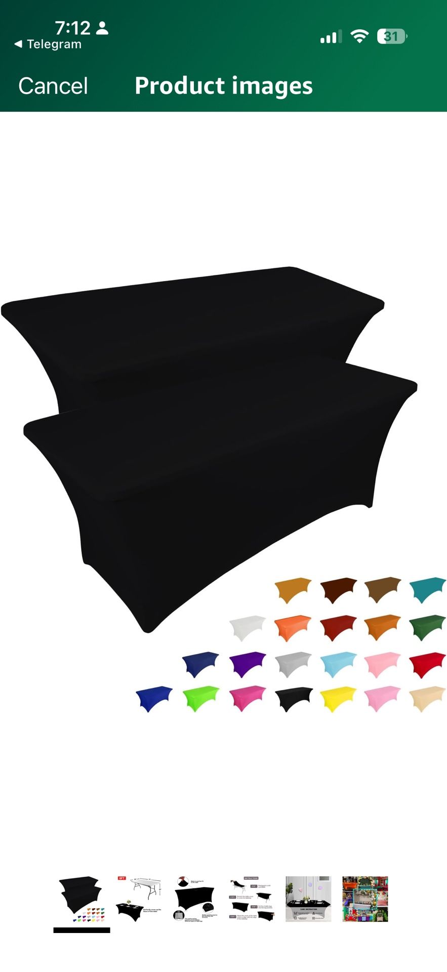 2 Pack 6FT Table Cloth for Rectangular Fitted Events Stretch Black Table Covers Washable Spandex Tablecloth Protector for Party, Wedding, Cocktail, B
