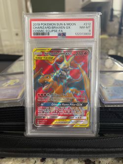 🔥 PSA 8 Charizard & Braixen GX Full Art #212 - Cosmic Eclipse 🔥