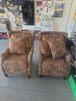 Pair of Upholstered Accent Chairs with Pillows