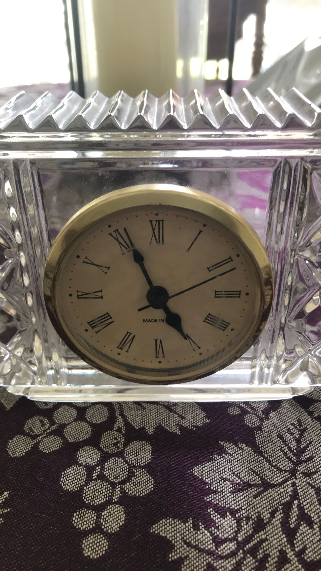 Royal Doulton Crystal Glass Square Desk Clock 1980’s.
