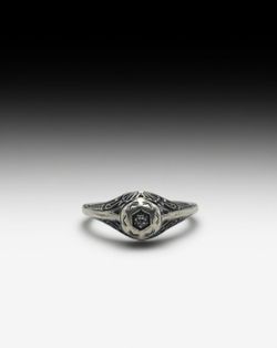 Antique Art Deco Filigree Diamond Sterling Ring