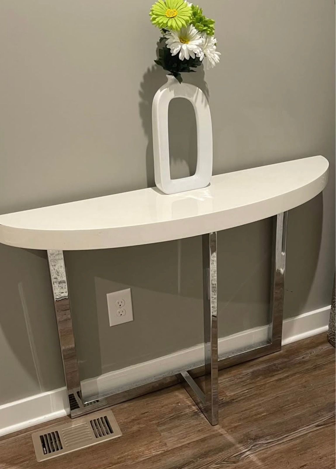 Modern Console Table White Chrome