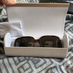 Jimmy Choo JC Logo Sunglasses Tortoiseshell Brown w/ Case & Cloth Authentic