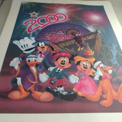 Vtg Disney Lithograph Yr 2000