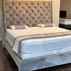 NEW IN BOX Grey Queen & King Size Bed Frame 
