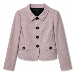 Tahari Women's Cropped Tweed Blazer Jacket Size 6 Pink Mauve Button Front Career Office