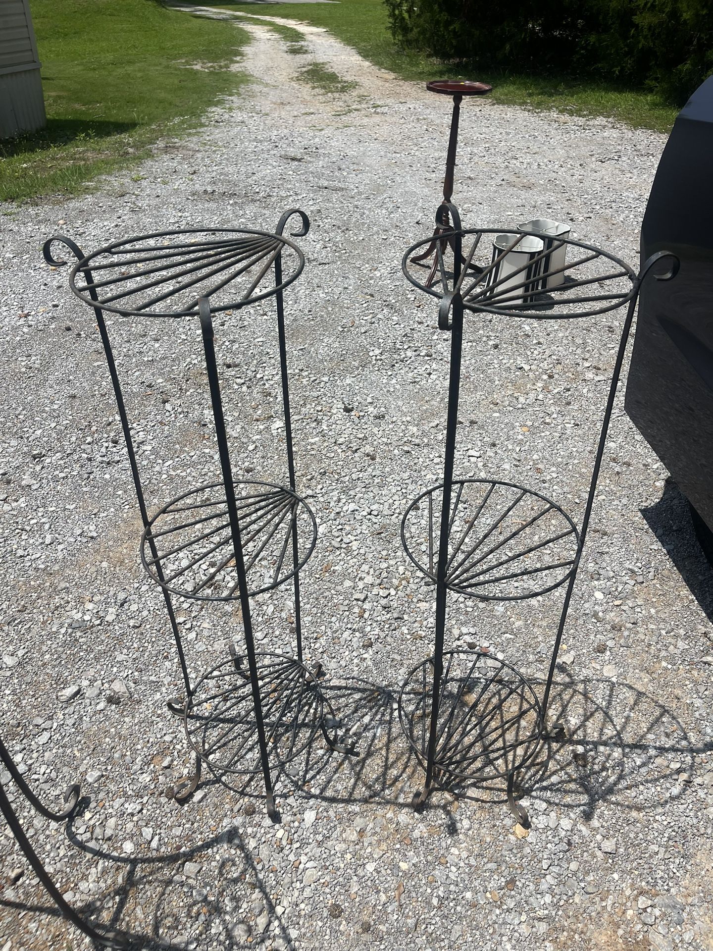 Pair Of Iron Solid Vintage Plant Stand 50" Tall Both