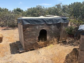 Wood roomie dog house