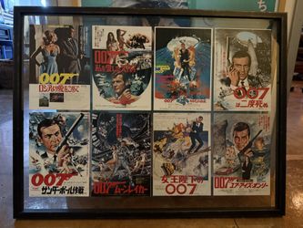James Bond 007 Vintage Japanese Subway Posters – Framed Double-Sided Display (24x36)