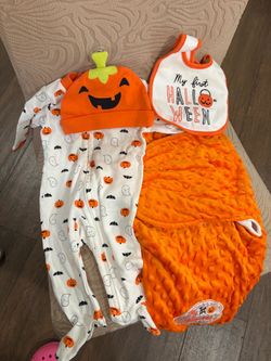 My First Halloween Baby Set - Onesie, Hat, Bib, and Blanket