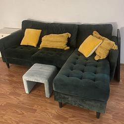 Couch Sectional - Green Velvet