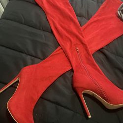 RED THIGH HIGH BOOTS