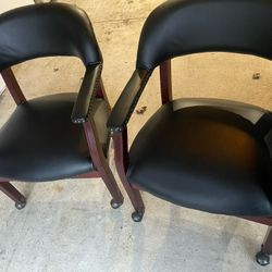 Boss Leather Mahogany  Captains Chairs X2