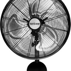 Hurricane Pro High Velocity Oscillating Metal Wall Mount Fan w/ 3 Speeds, Black, 16" - Corded Electric Air Cooling Unit w/ Powerful 2400 CFM Airflow f
