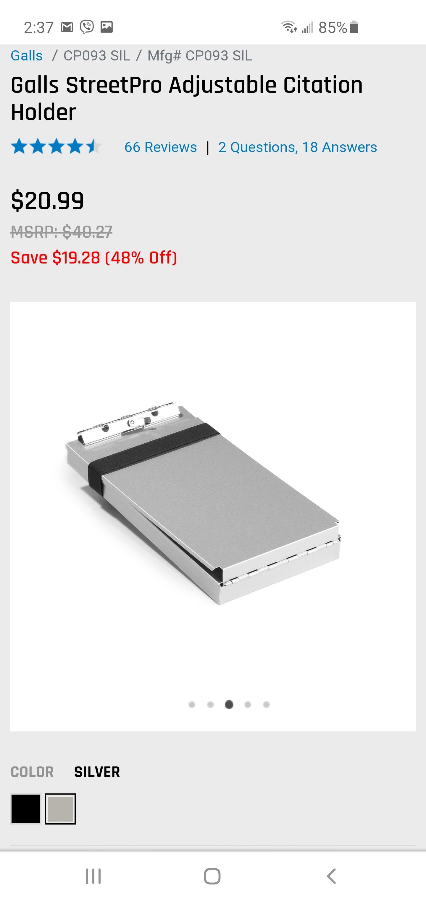 Galls Street Pro, Citation Holder, Silver