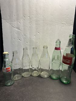 Vintage Coca-Cola Pepsi Glass Bottle Lot of 7 Barcelona 92 Olympics Coke Soda
