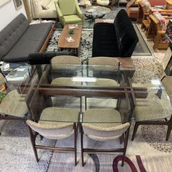 Beautiful Vintage Danish Rosewood & Glass Dining Set