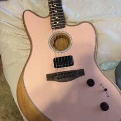 Fender ACOUSTASONIC PLAYER JAZZMASTER PINK PINK Acoustic Electric Guitar
