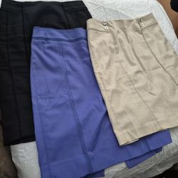 25 For 3 White House Black Market Skirt Lot Size 4 6 Black Purple Linen Work Bundle