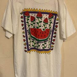 Vintage Melissa Watermelon T Shirt Men’s Large Front Graphic Single Stitch White