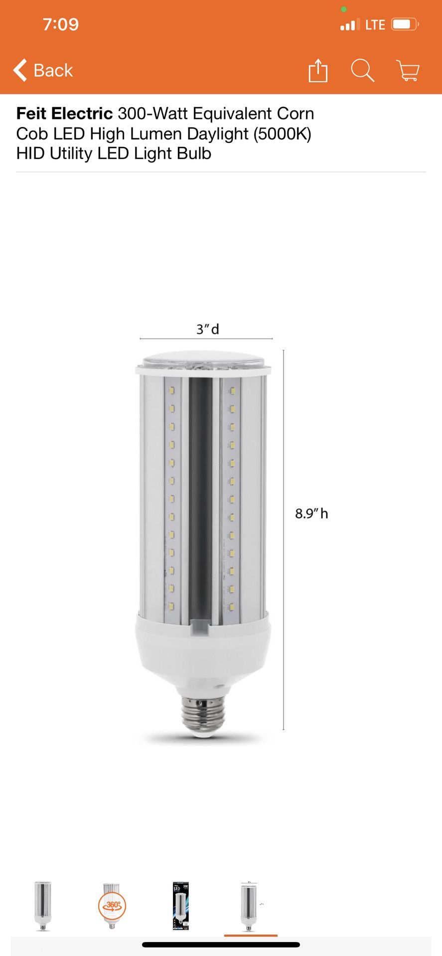 Feit Electric 300-Watt Equivalent Corn Cob LED High Lumen Daylight (5000K) HID Utility LED Light Bulb