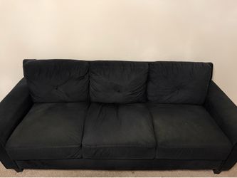 Black Velvet Three-Seat Sofa