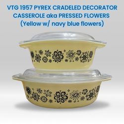 Pyrex- Vintage Cradled Decorator Casserole Aka Pressed Flowers (Circa 1957)