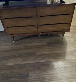 Mid-Century Modern vintage low boy 6-Drawer Wood Dresser